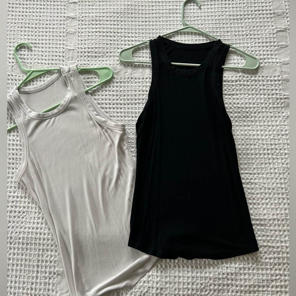 Ribbed High Neck Racerback Tank Top